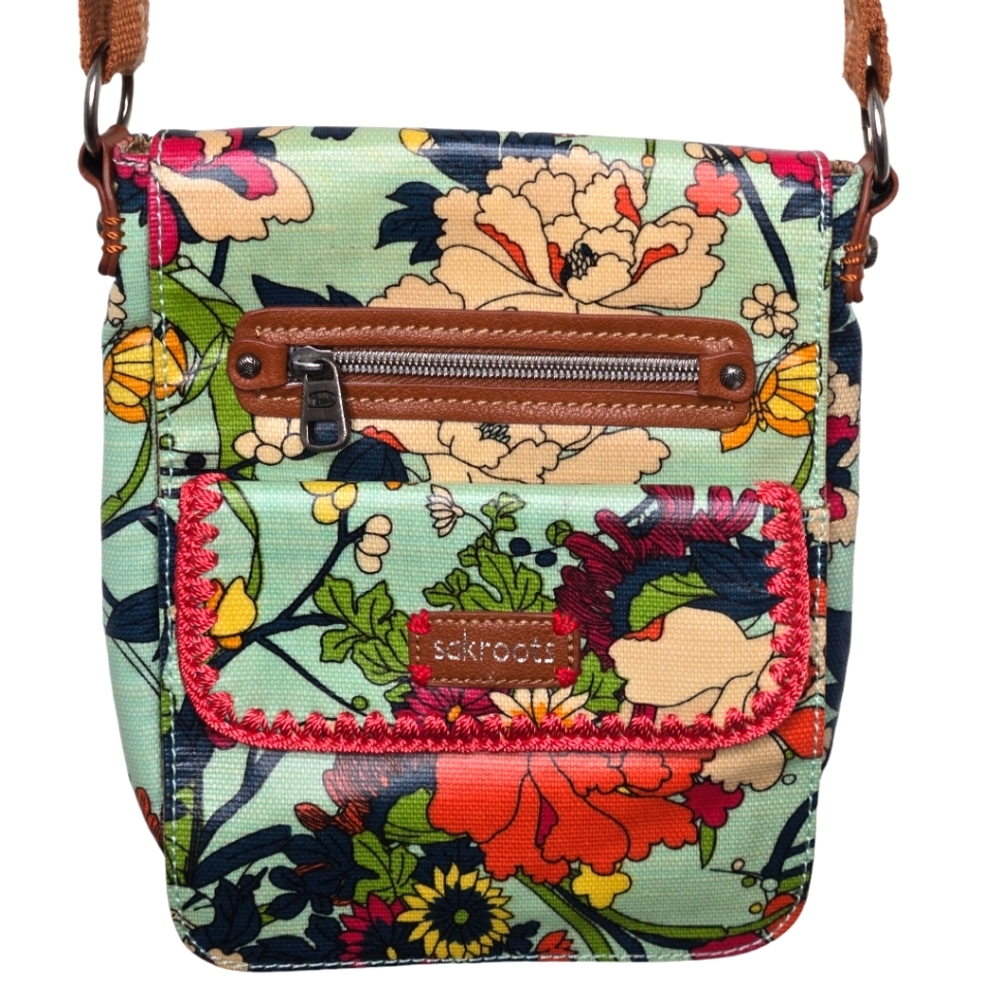 SAKROOTS ARTIST CIRCLE HIPSTER FLAP FLORAL CROSSBODY SHOULDER BAG COLORFUL LN